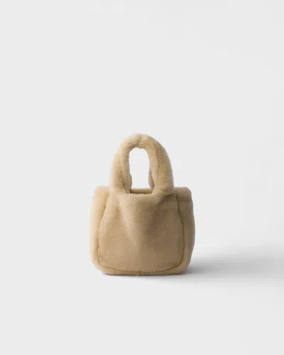 Prada Shearling Mini Handbag In Sand