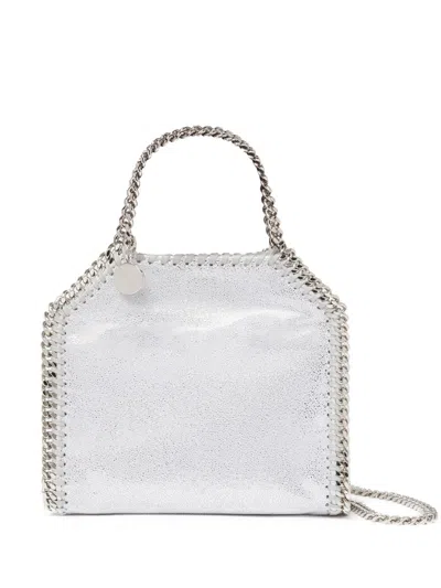 Stella Mccartney Mini Falabella Metallic Faux Leather Tote In White