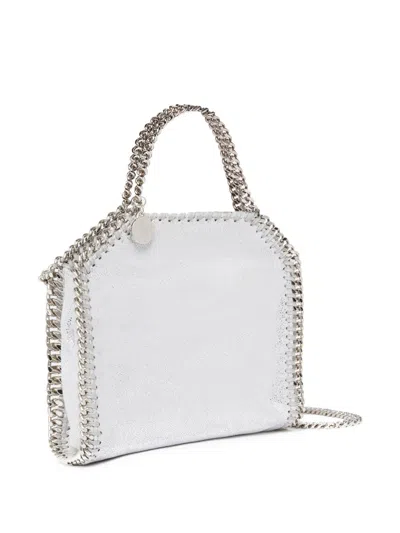 Stella Mccartney Mini Falabella Metallic Faux Leather Tote In White