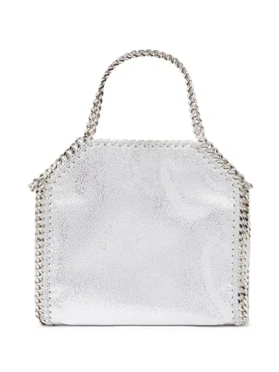 Stella Mccartney Mini Falabella Metallic Faux Leather Tote In White