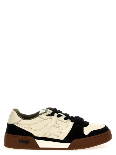 Fendi Match Leather And Suede Sneakers In Multi