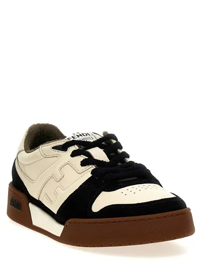 Fendi Match Leather And Suede Sneakers In Multi