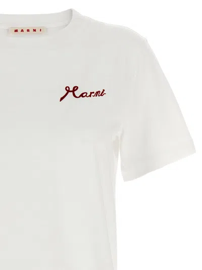 Marni Flocked Logo T-shirt In White