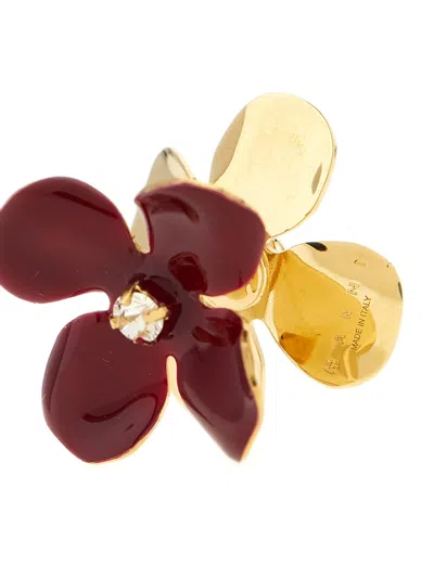 Marni Burgundy Enamel Flower Stud Earrings