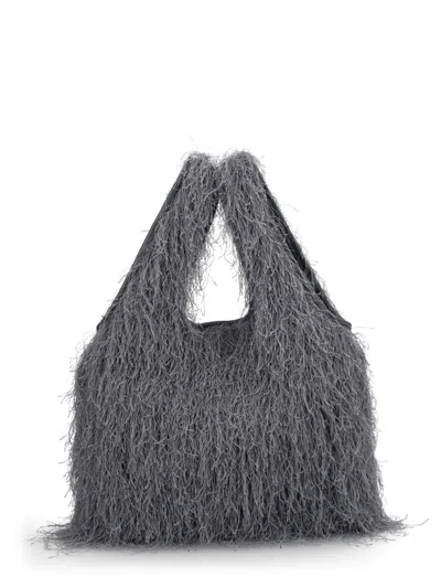 Dries Van Noten Marche Small Fringed Tote Bag In Gray