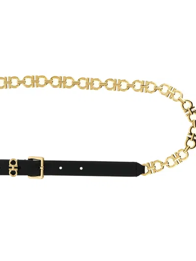Ferragamo Gancini Belts Black In Gold