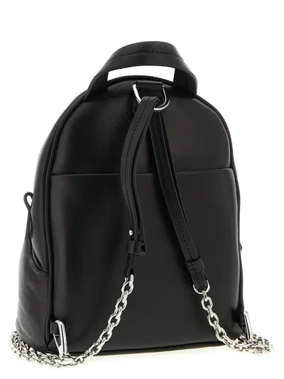 Maison Margiela Compact Napa Leather Backpack With Silver Chain Detail In Black