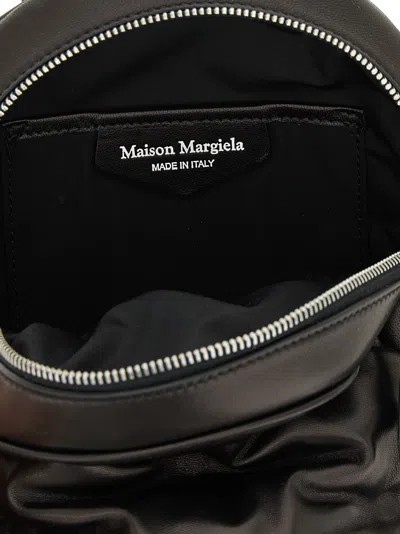Maison Margiela Compact Napa Leather Backpack With Silver Chain Detail In Black