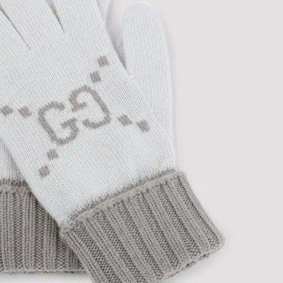 Gucci Light Grey Logo Gloves In White