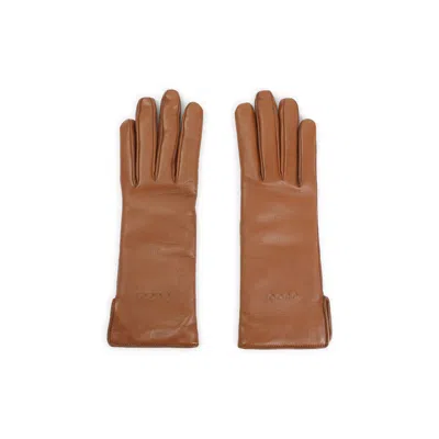 Gucci Long Smooth Leather Gloves For All Seasons In Brown