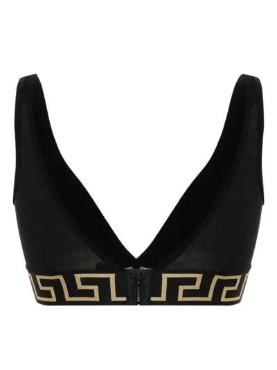 Versace Greca Border Triangle Bralette In Black
