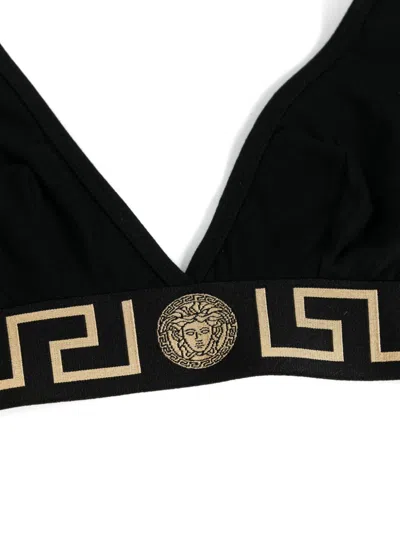 Versace Greca Border Triangle Bralette In Black
