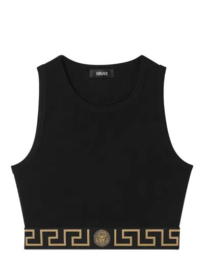 Versace Greca Border Underwear Tank Top In Black