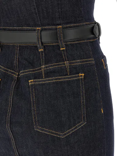 Self-portrait Indigo Denim Midi Dresses Blue In Multi