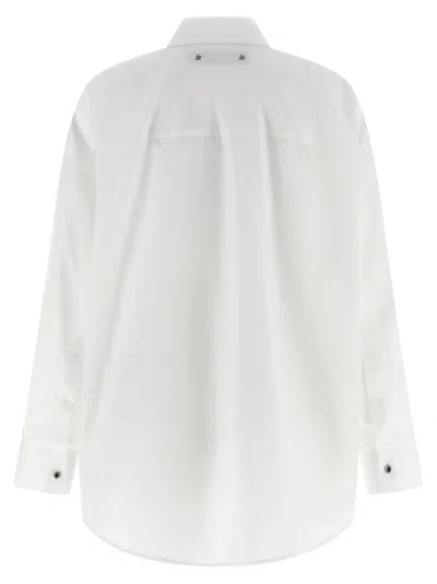Golden Goose Oversized White Cotton Shirt With Pleated Bib And Jewel Buttons In White