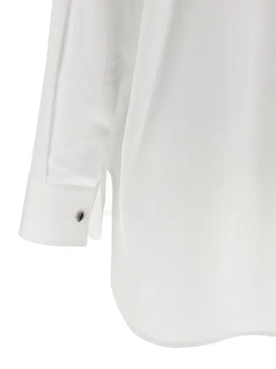 Golden Goose Oversized White Cotton Shirt With Pleated Bib And Jewel Buttons In White