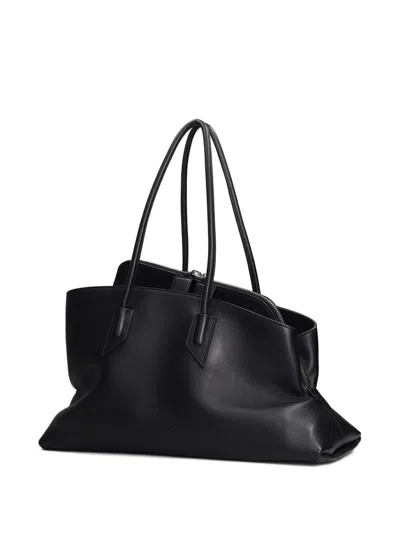 Attico La Passeggiata Leather Shoulder Bag In Black