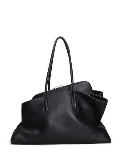 Attico La Passeggiata Leather Shoulder Bag In Black