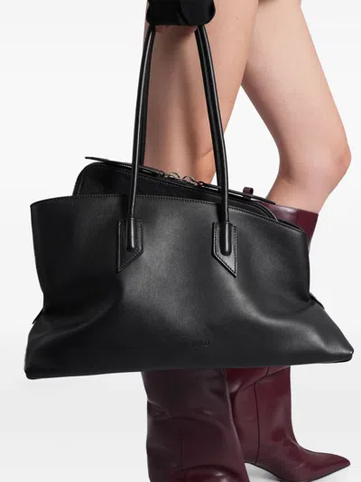 Attico La Passeggiata Leather Shoulder Bag In Black