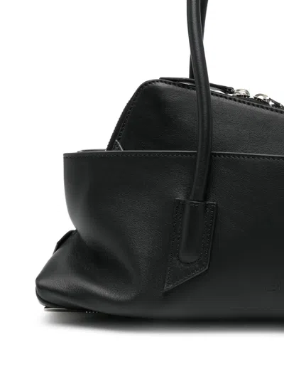 Attico La Passeggiata Small Leather Shoulder Bag In Black