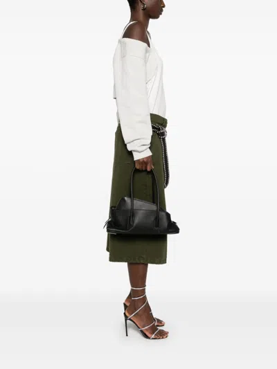 Attico La Passeggiata Small Leather Shoulder Bag In Black