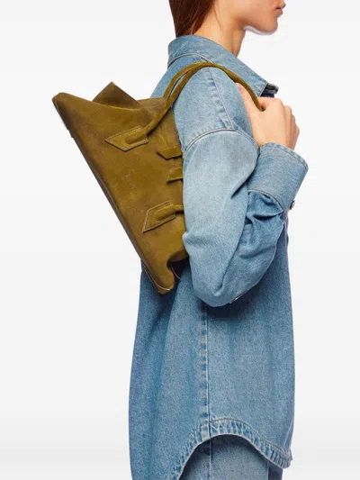 Attico La Passeggiata Small Leather Shoulder Bag In Green