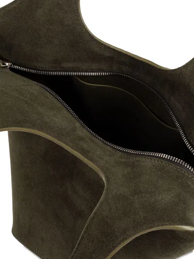 Attico Medium Leather Shoulder Bag With Dual Handles In Green