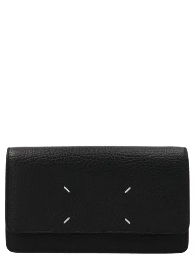 Maison Margiela Logo Chain Wallet Wallets And Card Holders Black In Black
