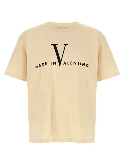 Valentino Garavani Cotton T-shirt With Made In Print Clothing In Neutral