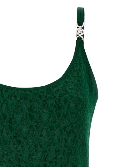 Versace Embellished-strap Midi Dress In Green