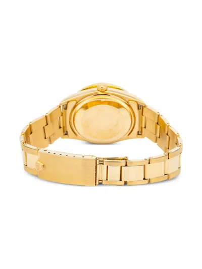 Pre-owned Rolex 18k Yellow Gold Date Oyster Perpetual 34mm In White
