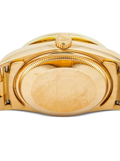 Pre-owned Rolex 18k Yellow Gold Date Oyster Perpetual 34mm In White