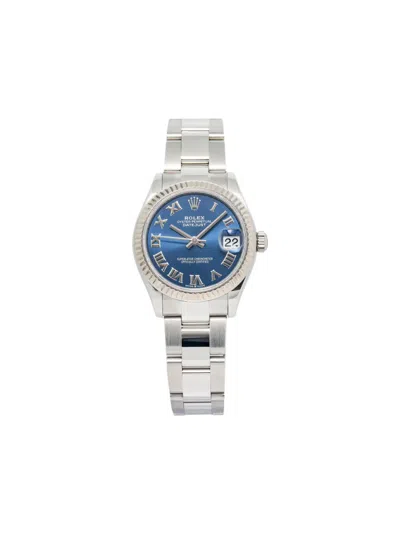 Pre-owned Rolex 18k White Gold Datejust Oyster Perpetual 31mm In Blue
