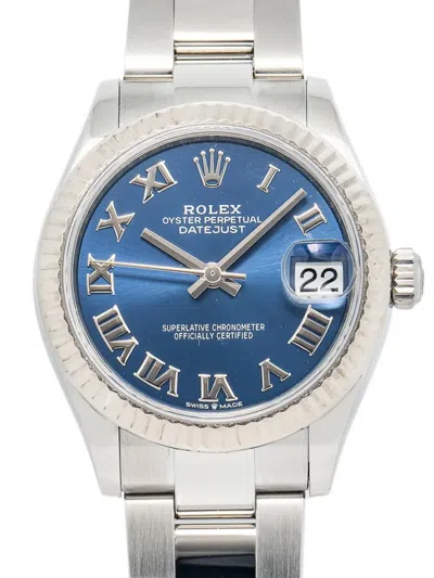 Pre-owned Rolex 18k White Gold Datejust Oyster Perpetual 31mm In Blue