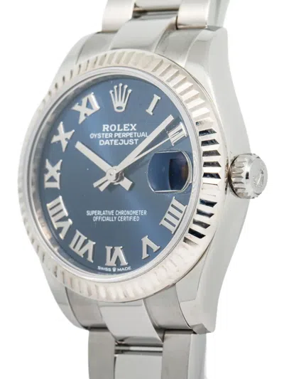Pre-owned Rolex 18k White Gold Datejust Oyster Perpetual 31mm In Blue