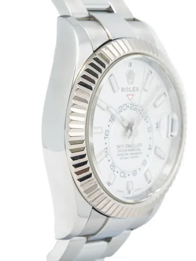 Pre-owned Rolex Sky-dweller Oyster Perpetual Fluted 42mm In White