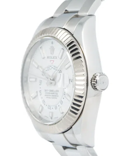 Pre-owned Rolex Sky-dweller Oyster Perpetual Fluted 42mm In White