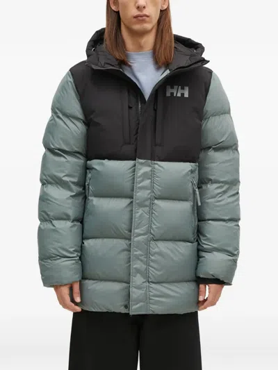 Helly Hansen Hooded Logo Padded Jacket In Gray