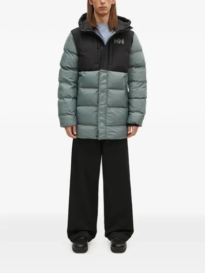 Helly Hansen Hooded Logo Padded Jacket In Gray