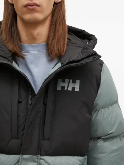 Helly Hansen Hooded Logo Padded Jacket In Gray