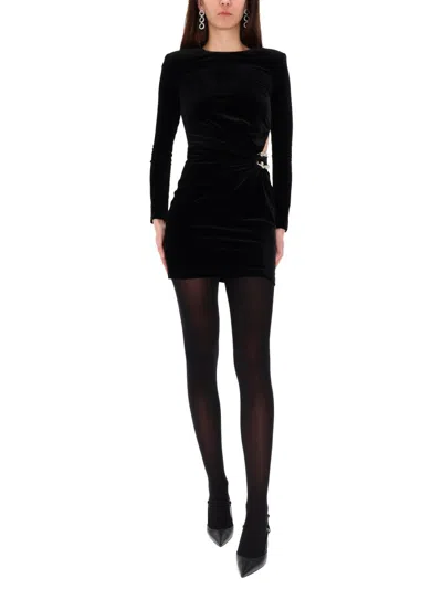 Self-portrait Mini Velvet Dress In Black