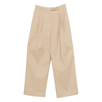 Mark Kenly Domino Tan Pleated Trousers In Brown