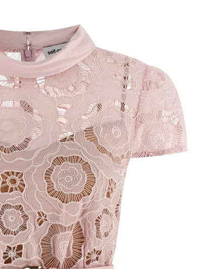 Self-portrait Pink Floral Lace Mini Dresses Pink In Pink