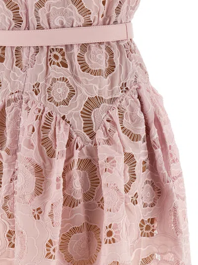 Self-portrait Pink Floral Lace Mini Dresses Pink In Pink