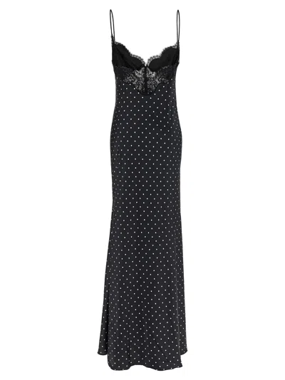 Self-portrait Self Portrait Polka Dot Long Dress In Black