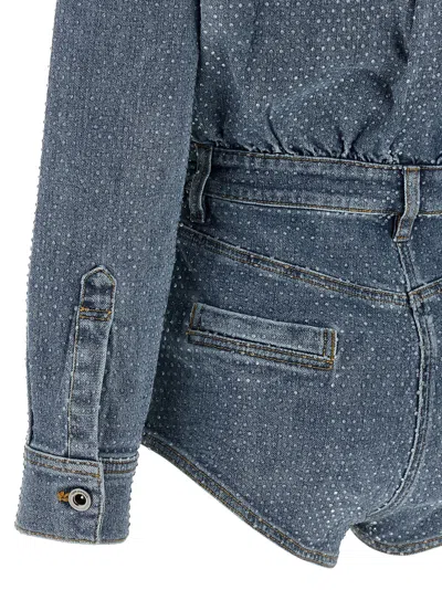 Self-portrait Rhinestone Denim Jewelry Blue In Black