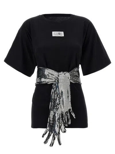 Mm6 Maison Margiela Cotton T-shirt With Gloves In Black