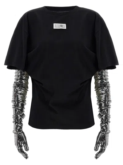 Mm6 Maison Margiela Cotton T-shirt With Gloves In Black