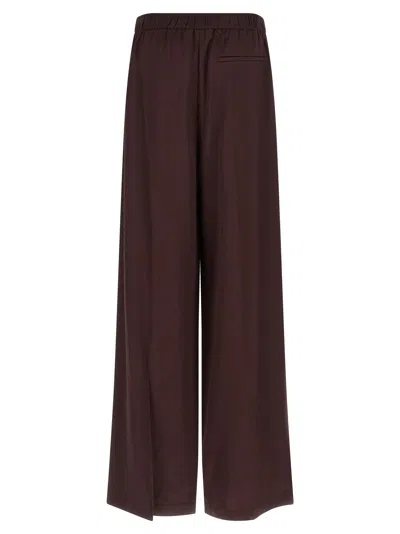 Tory Burch Pintuck Wide-leg Satin Trousers In Burgundy