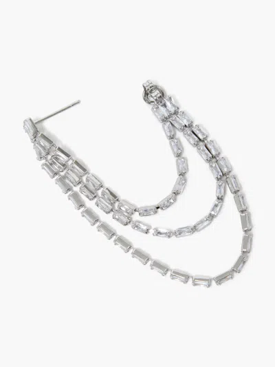 French Connection Fringe Swing Crystal Earrings  Accessories In Silver